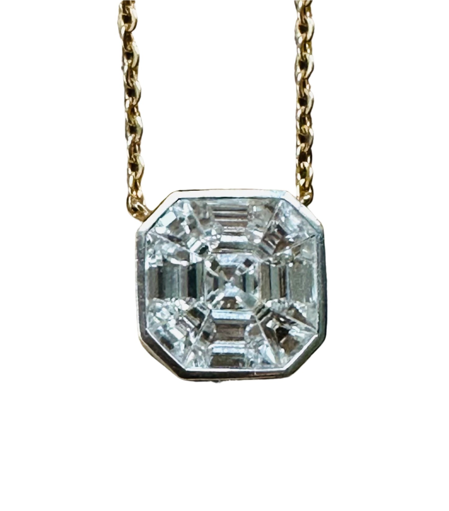 Asscher  cut mosaic diamond necklace