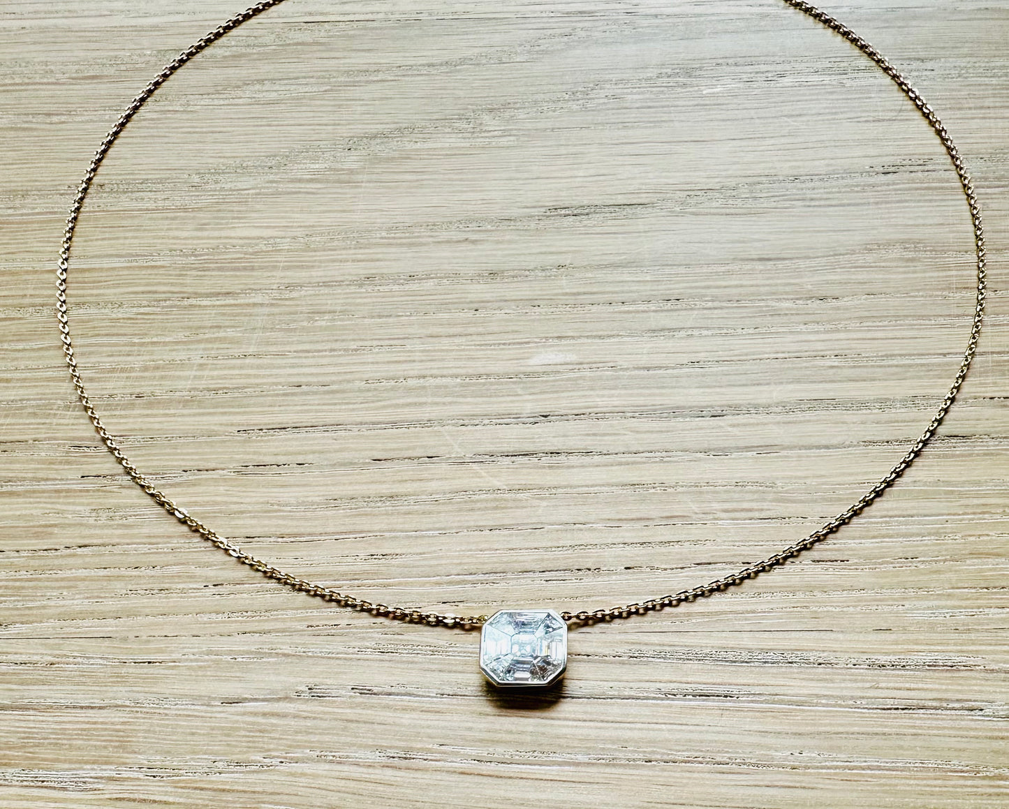 Asscher  cut mosaic diamond necklace