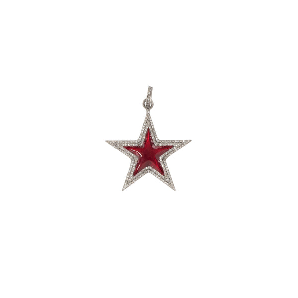 enamelred star with pave diamonds